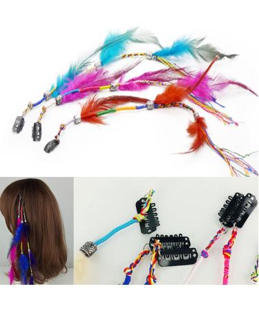 Bohemia Tassels Feather Hair Clip Colorful Feather Hair Barrettes Hair Decorations BohoPendant Hair Pin Women Headpiece Hair Braid Women Fashion Accessories Festival Hair Accessory Random color mixing - Buy Online on SooperMarket.com