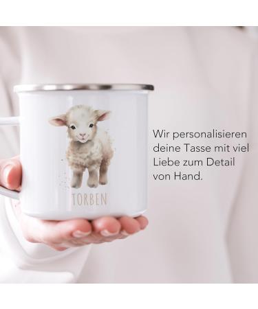 Personalized Sheep Enamel Cup for Kids - Custom Name Drinking Cup | Ideal Gift for Boys & Girls - 300 ml - Buy Online on SooperMarket.com