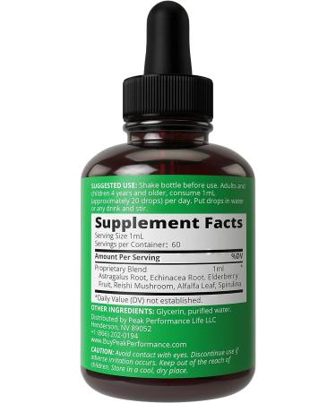 Kids Immune Support - Sugar-Free Liquid Vitamins with Astragalus, Echinacea, Elderberry, Reishi & Spirulina - Vegan Children's Immunity Booster Drops - Buy Online on SooperMarket.com