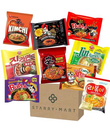 Korean Ramen Nongshim Samyang & Ottogi Noodles Assorted Mix Bundle by Starry Mart (10 Packs 10 Different Noodles)