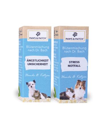 Paws & Patch Set Stress and anxiety flower mix according to Dr.Bach for dogs & cats 10g I Bach flowers globules in fear feelings and stressful situations 2 Set Stress and anxiety Animals
