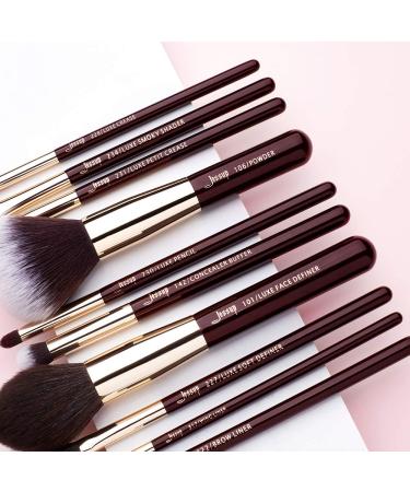 Jessup 15 Pcs Professional Makeup Brush Set - Synthetic Hair & Wooden Handle for Face Eye Foundation Powder & Eyeliner - International Shipping Available - Buy Online on SooperMarket.com