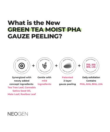 NEOGEN DERMALOGY Green Tea Moist PHA Gauze Peeling Pads - Exfoliating & Soothing with AHA, BHA, PHA, LHA, Green Tea & Hyaluronic Acid - 30 Count - Buy Online on SooperMarket.com