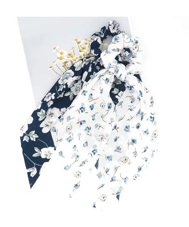 Funlovin Black White Scarf Scrunchie Hair Ribbon Ties Set - Elegant Ponytail Scrunchies with Tails for Women (6pcs) - Buy Online on SooperMarket.com