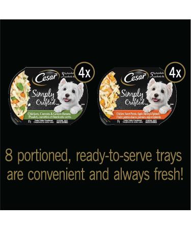 Cesar Simply Crafted Wet Dog Food Chicken Flavour 37g Pack of 10 & Simply Crafted Wet Dog Food Chicken Carrots & Green Beans - Chicken Sweet Potato Apple Barley & Spinach 8x37g Variety Pack - Buy Online on SooperMarket.com