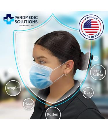 PandMedic Disposable Face Masks Made in USA | Premium 3-Ply Medical Safety Masks - Breathable Elastic Ear Loops - 50ct Resealable Bag for International Shipping - Buy Online on SooperMarket.com