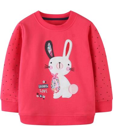 Girls Cotton Bunny Sweatshirt for Ages 1-2 Years | Long Sleeve Pullover Toddler Top - Buy Online on SooperMarket.com