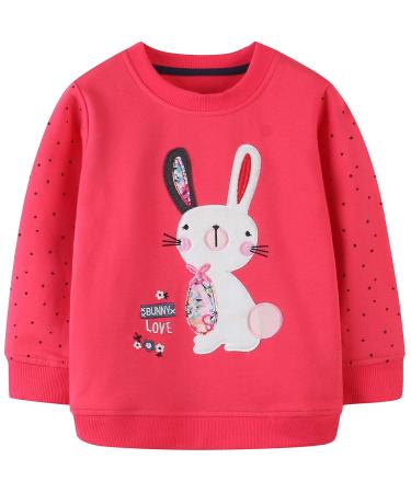 Girls Sweatshirt for Kids Cotton Top Casual Jumper Girl T Shirt Toddler Clothes Long Sleeve Pullover Age 1-12 Years 4-5 Years Bunny