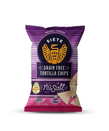 Siete Tortilla Chips | Grain free | Gluten Free Chips | Paleo & Vegan Snacks | Non GMO | No Salt | 5 Ounce (Pack of 12) No Salt 5 Ounce (Pack of 12)