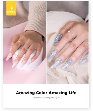 BURANO Poly Extension Gel Nail Kit - 6 Colors Builder Gel Set for Nail Art - DIY Starter Kit for Beginners & Professionals - Glitter Poly Nail Gel Gift - Buy Online on SooperMarket.com