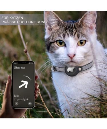 Premium Leather Airtag Cat Collar - Adjustable Reflective GPS Neck Band for All Cat Sizes | Anti-Loss Tracking & Safe Design - Buy Online on SooperMarket.com