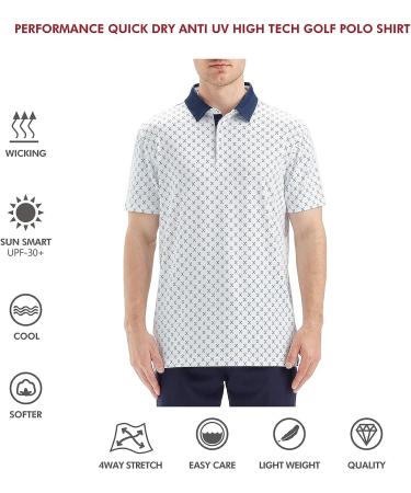 Men's Dry Fit Short Sleeve Golf Shirt, Moisture Wicking Polo - White, Large - Buy Online on SooperMarket.com