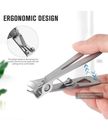 FERYES Stainless Steel Nail Clippers for Thick Nails - Wide Jaw Toenail Cutter with Metal File for Seniors, Men & Women - Gray - Buy Online on SooperMarket.com