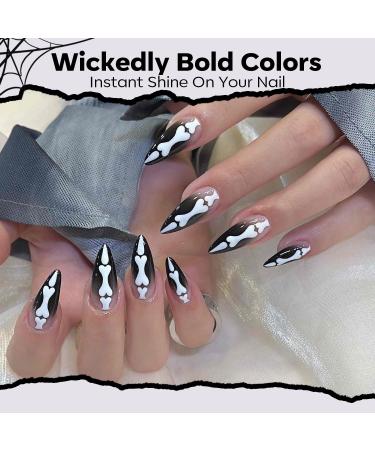Modelones 15ML Black Gel Nail Polish - Pure Black Fall Color Soak Off Nail Art for Halloween - Perfect Home Manicure Gift for Women & Girls - Buy Online on SooperMarket.com
