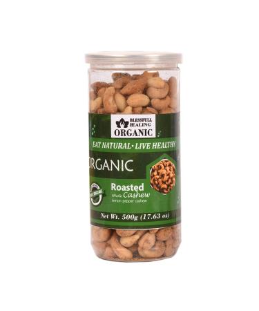 Blessfull Healing Organic Natural Vegan Lemon Pepper Roasted Whole Cashew Nuts Crunchy Kaju 500 Gram