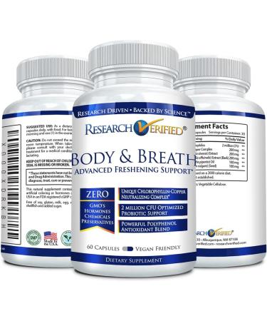 Research Verified Body & Breath Natural Deodorant & Freshener - Bad Breath & Body Odor Supplement - 60 Count (3 Months Supply) - Buy Online on SooperMarket.com