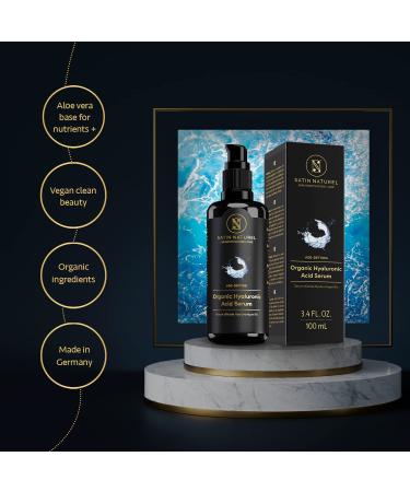 Organic Hyaluronic Acid Serum Face Moisturizer (100ml) for Sensitive Skin - Dermatologically Tested, Reduces Wrinkles and Fine Lines - Buy Online on SooperMarket.com