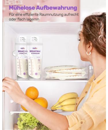 Nuliie 120-Piece BPA-Free Breast Milk Storage Bags - Temperature-Sensitive Spout-Proof Space-Saving (180ml) - Ideal for Breastfeeding - Buy Online on SooperMarket.com