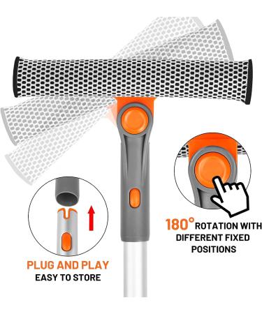 Eazer Professional 2-in-1 Window Squeegee with Extension Pole | Multi-Use Window Cleaner Tool for Window Washing | Multiple Angles for Effective Window Cleaning - Buy Online on SooperMarket.com