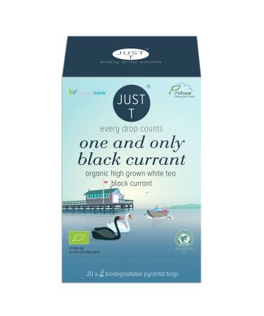 JUST T One and Only Black Currant Premium Pyramid Tea Bag (20 pcs) | Organic White Tea Combined with Black Currant | Biodegradable Premium Organic Tea Bags High-Grown Leaf Tea for All Tea Lovers One and Only Black Currant 20 Count (Pack of 1)