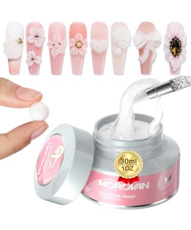 Morovan Solid Builder Nail Gel - 1OZ Solid Nail Gel Non-Sticky Nail Extension Gel White Nail Sculpture Gel Nail Strengthen UV Gel for 3D Nail Carving DIY Hard Gel Builder for Nail