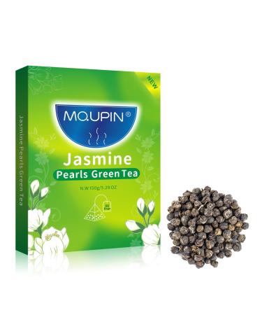 MQUPIN Jasmine Dragon Pearls 150g/5.29oz Jasmine Green Tea Bags Jasmine Flower Tea Balls Pure Natural No Addition (50 Bags 3g of Each Bag) 5.29 oz