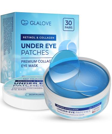 Under Eye Patches for Puffy Eyes: 60 Count Retinol Collagen Eye Gels Pads - Eye Skin Treatment Mask for Dark Circles Wrinkles Puffy & Bags - Anti-Aging & Rejuvenating Eye Masks Women Men (Blue)