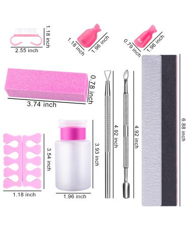 Siquk Gel Nail Polish Remover Kit - 20 Nail Clips, 2 Nail Files, 2 Cuticle Pushers, 600 Cotton Pads, Nail Brush, Grinding Block, Toe Separator - Pink - Buy Online on SooperMarket.com