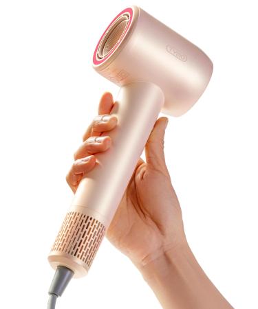 TYMO Ionic Hair Dryer - High Speed Blow Dryer for Fast Drying Without Damage Professional Quiet Hairdryer with 300M Negative Ions Low Noise 4 Temps & 2 Speeds - Lightweight Hair Dryers for Women Gold Blush