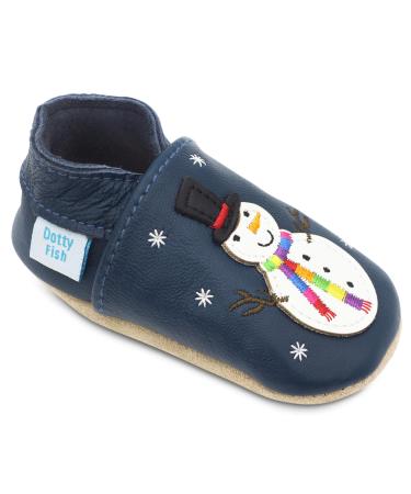 Dotty Fish Soft Leather Baby Shoes for Boys. Toddler Shoes. Non Slip. Animal Designs for Boys and Girls. 0-6 Months - 4-5 Years 12-18 Months Frosty Snowman