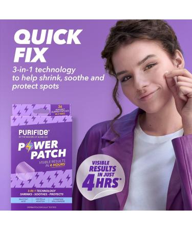 Purifide by Acnecide 3-in-1 Power Patch - 36 Spot Patches for Emerging Spots | Salicylic Acid Pimple Patches for Blemish-Prone Skin - Buy Online on SooperMarket.com