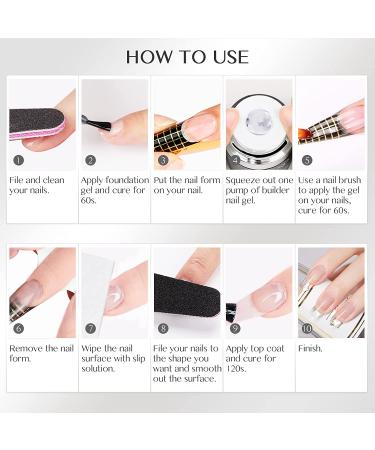 Saviland Builder Nail Gel Set - Clear Hard Gel for Nail Extension, Builder Base & Strengthener Gel - Nail Art Manicure Kit with 100pcs Forms & Acrylic Brush - Buy Online on SooperMarket.com