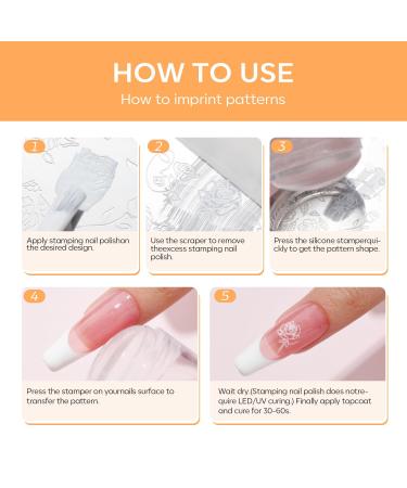 Modelones Nail Art Stamper Kit 7Pcs - Premium Double Nail Stamp Stencils & Gel for DIY French Manicure - Buy Online on SooperMarket.com