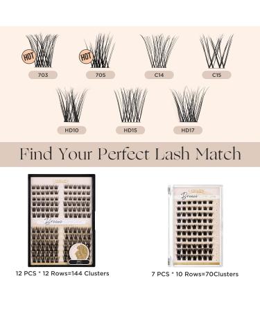 Lashview 144 PCS Cluster Lashes - DIY Mega Volume Eyelash Extensions Reusable Individual Lashes with Super Thin Band & Soft Finish (D17 C-10-16Mix) - Buy Online on SooperMarket.com