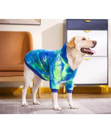 BT Bear Dog Hoodie - Tie-dyed Fleece Pet Sweatshirt for Medium Large Dogs (5XL Blue/Green) - Buy Online on SooperMarket.com