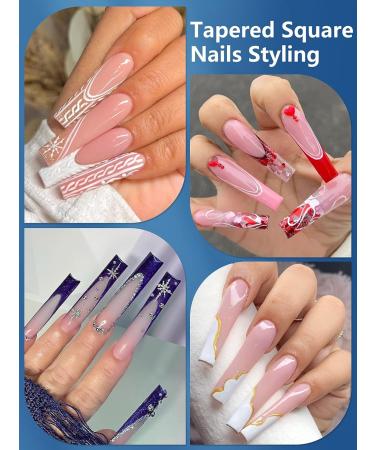 504PCS XXL Clear Square Nail Tips for Acrylic Nails - Professional Long Fake Nails for Nail Salon and DIY Nail Art - Half Cover Ballerina Coffin French Nails with Bag - Buy Online on SooperMarket.com