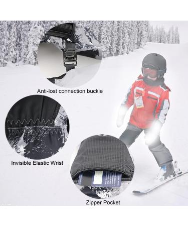 Buy 7-Mi Waterproof Winter Gloves for Boys 8-10 Years | Snow & Snowboarding Gear | Black Leather Cuffs - Buy Online on SooperMarket.com