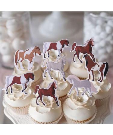 36-Piece Horse Cupcake Topper Set | Wild Animal Birthday Decorations | Muffin & Cake Decor for Baby Showers & Birthdays - Buy Online on SooperMarket.com