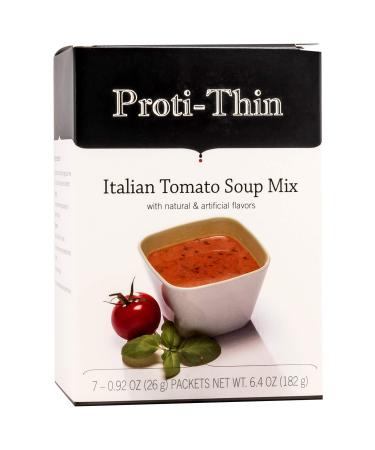 Proti-Thin High Protein Italian Tomato Soup, 15g Protein, Low Calorie, Low Carb, Low Fat, Sugar Free, KETO Diet Friendly, Ideal Protein Compatible, 7 Servings/Box