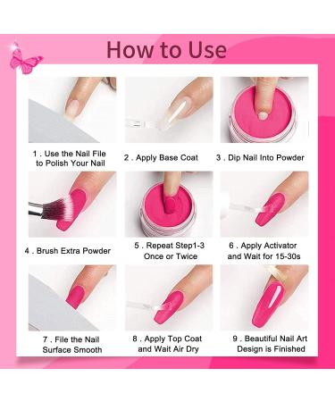 Honey Joy Dip Powder Nail Kit Starter Set - 4 Colors Hot Pink Glitter Dipping Powder Liquid with Base Top Coat Activator - Nail Art Manicure Salon DIY - No LED Lamp Needed - Dip-7pcs-01 - Buy Online on SooperMarket.com