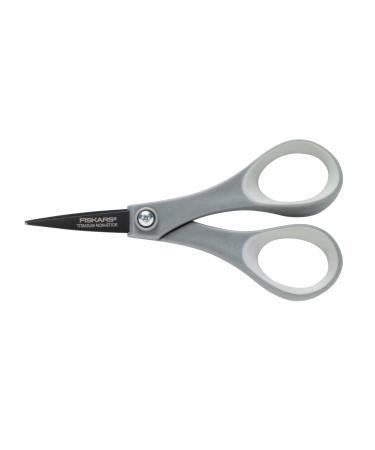 Fiskars 154110-1001 Non-stick Titanium Softgrip Detail Scissors, 5 Inch , Grey