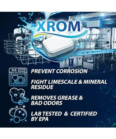 XROM Natural Dishwasher Cleaner & Descaler - Removes Odors & Hard Water Stains - Powerful Descale Solution - 6 Treatments - Original Scent - Buy Online on SooperMarket.com