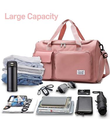 Suruid Travel Duffel Bag with Shoes Compartment - Pink Gym Bag for Men and Women - Buy Online on SooperMarket.com