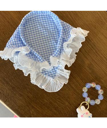 JSGHGDF French Style Hair Scarf Headbands Triangled Head Kerchief Hairband Checkered Bandanas Headbands Cute Hair Accessory Blue - Buy Online on SooperMarket.com