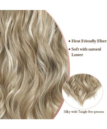 Invisible Wire Hair Extensions - Natural Wavy Synthetic Hair, Adjustable Size, Secure Clips - 20inch Mix Ash Blonde - For Women - Buy Online on SooperMarket.com
