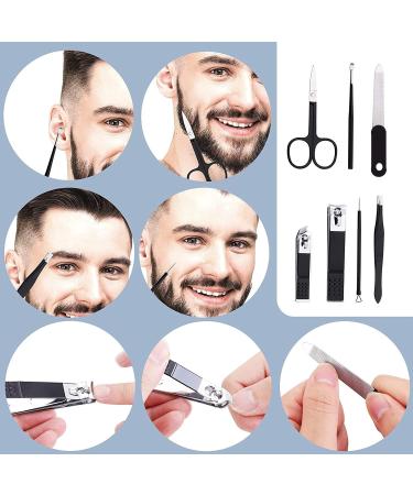Premium Stainless Steel Manicure Set for Men - Black & White Nail Clipper Set for Finger & Toe Nails - Buy Online on SooperMarket.com
