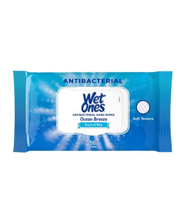 Wet Ones Antibacterial Hand Wipes, Ocean Breeze, 50 Count