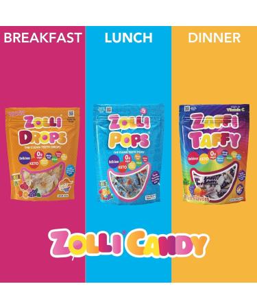Zollipops Candy Clean Teeth Keto Sugar Free Taffy Assorted Flavors 30 counts in total (Pack of 2) - Dental-Friendly Taffy for a Sweet and Healthy Treat - Buy Online on SooperMarket.com