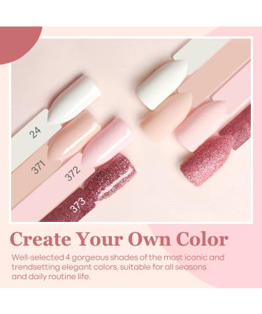 Modelones 10 Pcs Dip Powder Nail Kit Starter Set | Nude Pink Glitter Neutral Skin Colors | 15ml 2 in 1 Base & Top Coat Activator | Nail Art DIY Salon A1- Light Pink - Buy Online on SooperMarket.com