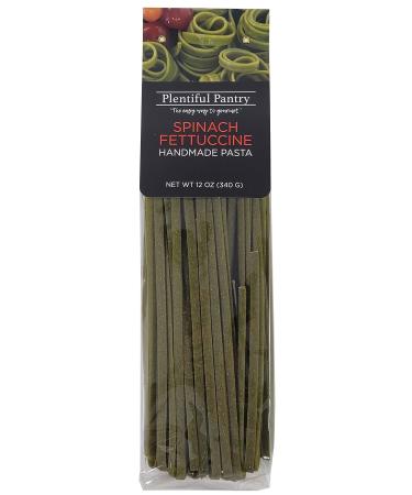 Plentiful Pantry Handmade Spinach Fettuccine Pasta 12 Ounce - Cooks in 3-4 Minutes 1-Pack
